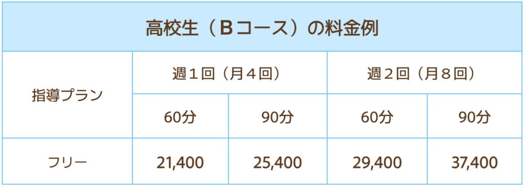 千葉の家庭教師「ジャニアスの料金」は月16,800円から!口コミ・評判 30 ジャニアスの高校生料金B